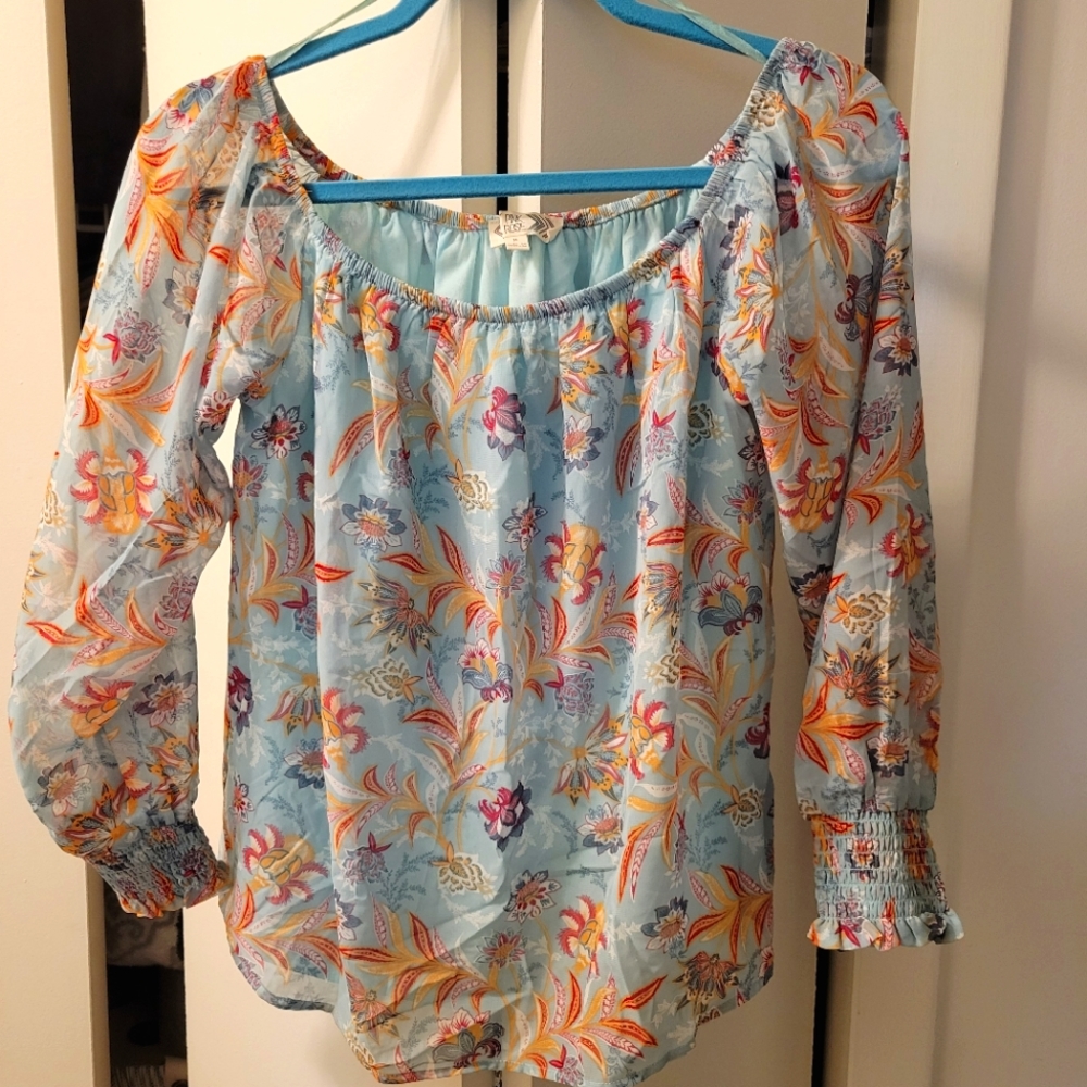 Scoop neck blouse, M, flower print